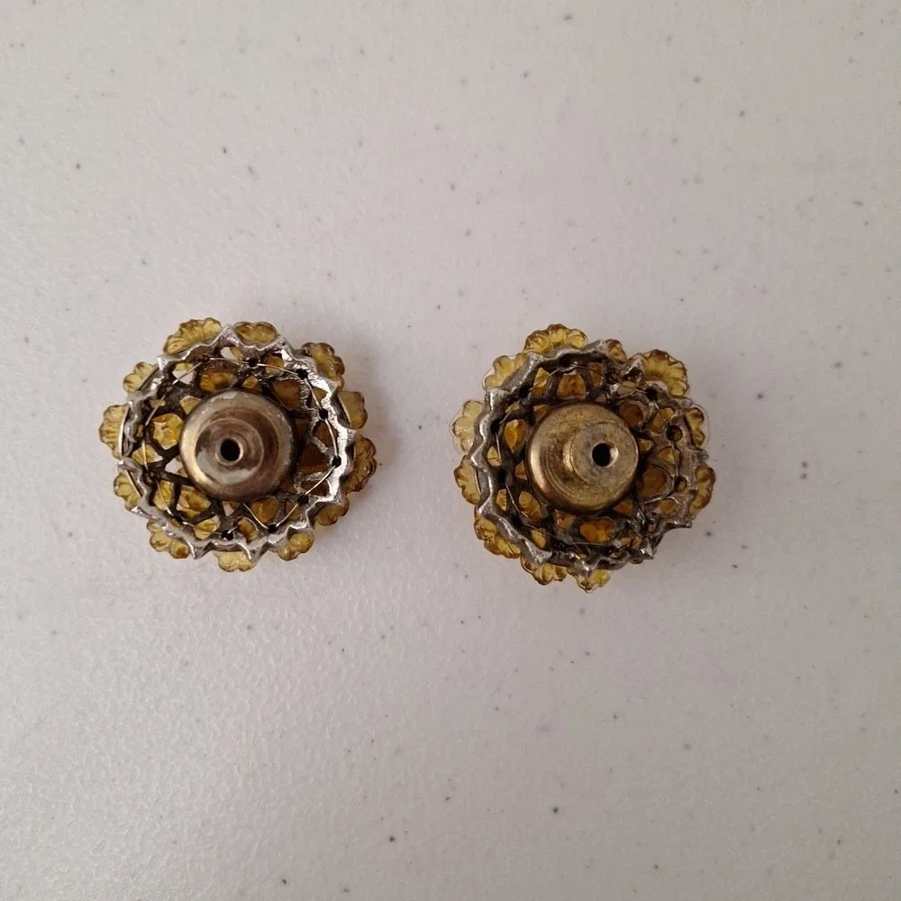 Vintage Antique MCM Ornate Flower Drawer Pulls Knob Door Handles, Set of 2